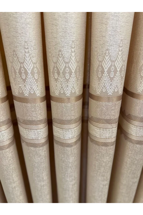 NİVEMESHOME DAMLA FT614337 V-101 KREM 1/3 SIK PİLELİ FON PERDE APM