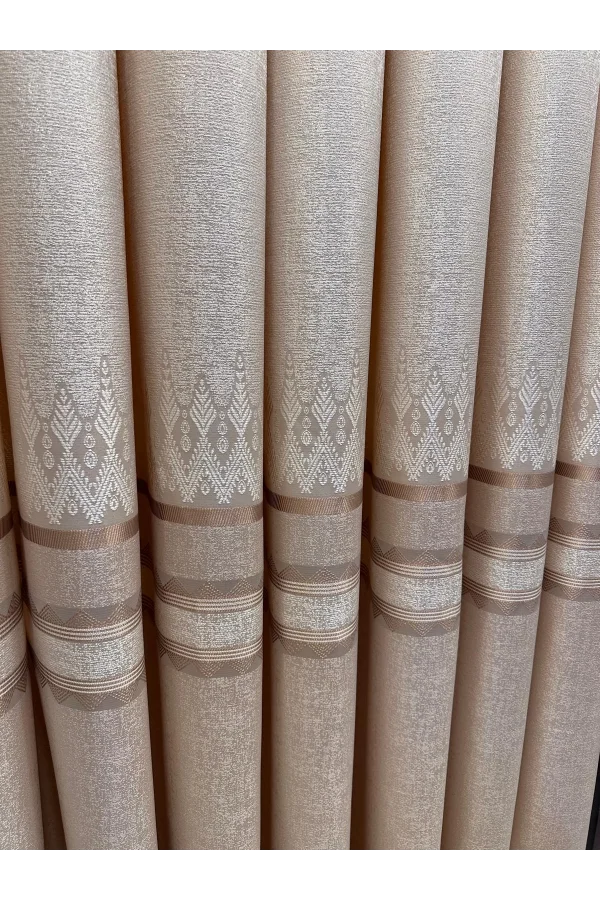 NİVEMESHOME DAMLA FT614337 V-101 KREM 1/3 SIK PİLELİ FON PERDE APM