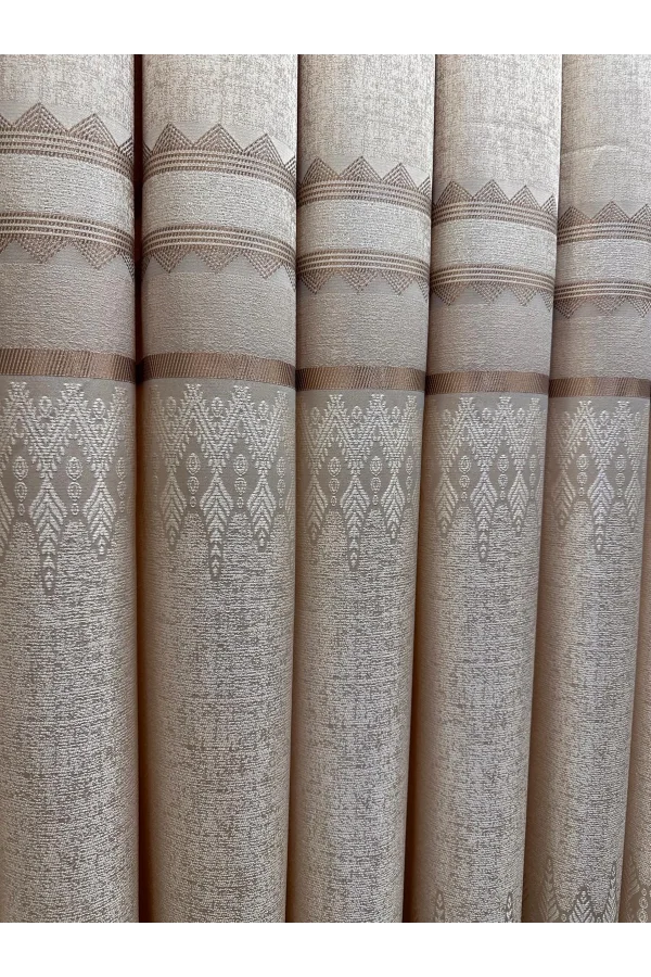 NİVEMESHOME DAMLA FT614337 V-101 KREM 1/3 SIK PİLELİ FON PERDE APM