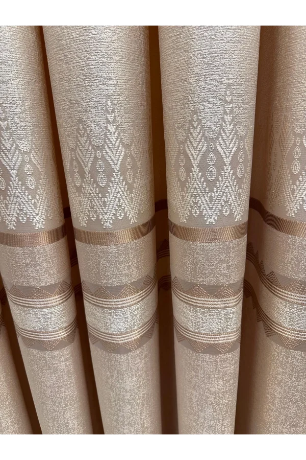 NİVEMESHOME DAMLA FT614337 V-101 KREM 1/3 SIK PİLELİ FON PERDE APM