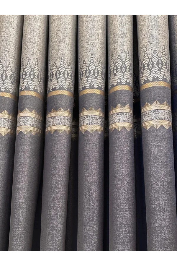 NİVEMESHOME DAMLA FT614337 V-2504 ANTRAZIT 1/3 DICKE FALTENDE VORHANG APM