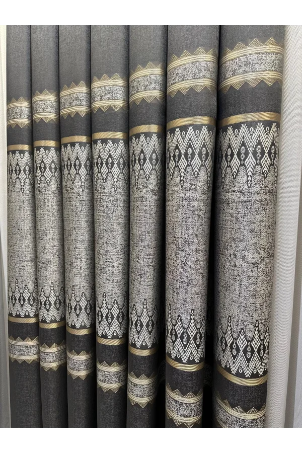 NİVEMESHOME DAMLA FT614337 V-2504 ANTRAZIT 1/3 DICKE FALTENDE VORHANG APM