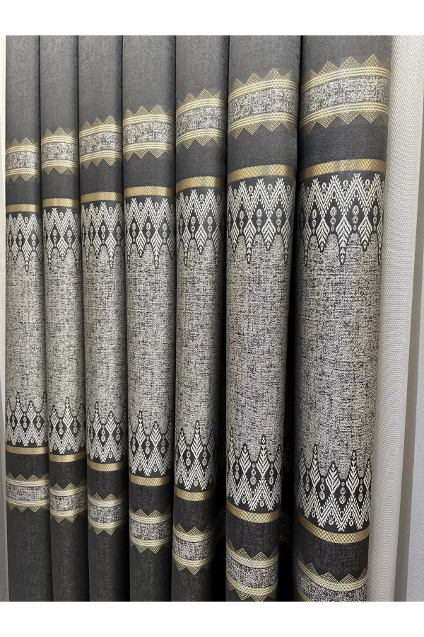 NİVEMESHOME DAMLA FT614337 V-2504 ANTRAZIT 1/3 DICKE FALTENDE VORHANG APM