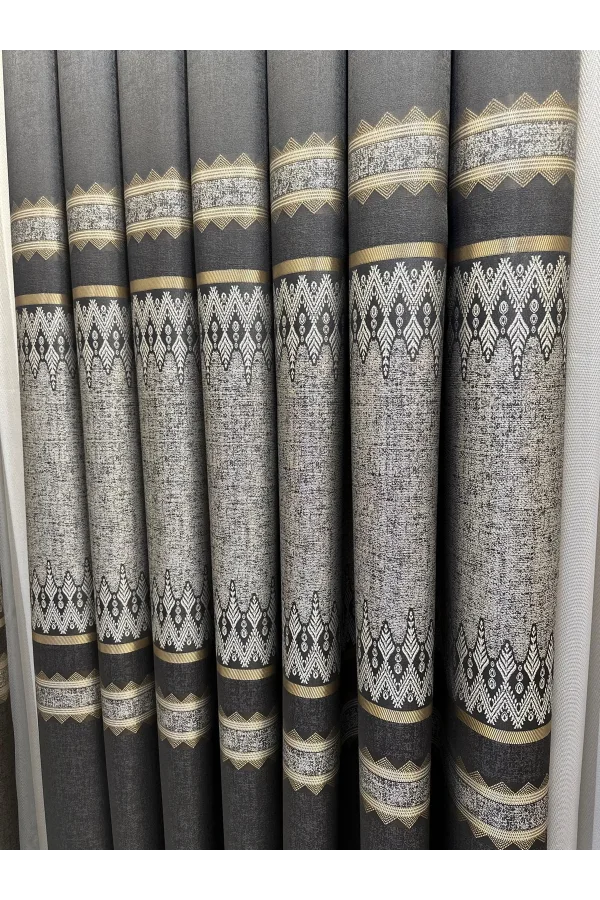 NİVEMESHOME DAMLA FT614337 V-2504 ANTRAZIT 1/3 DICKE FALTENDE VORHANG APM