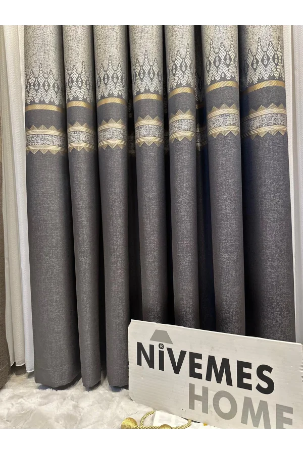 NİVEMESHOME DAMLA FT614337 V-2504 ANTRAZIT 1/3 DICKE FALTENDE VORHANG APM