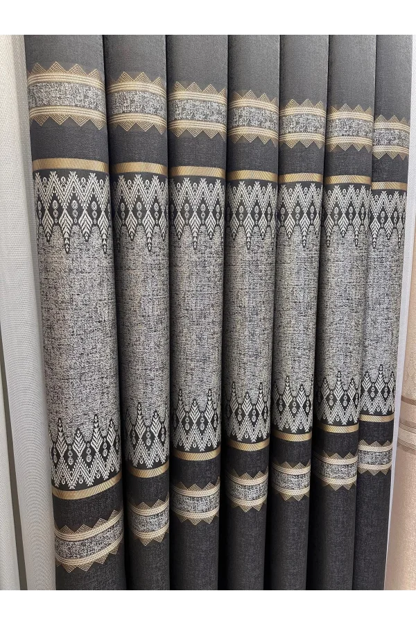 NİVEMESHOME DAMLA FT614337 V-2504 ANTRAZIT 1/3 DICKE FALTENDE VORHANG APM