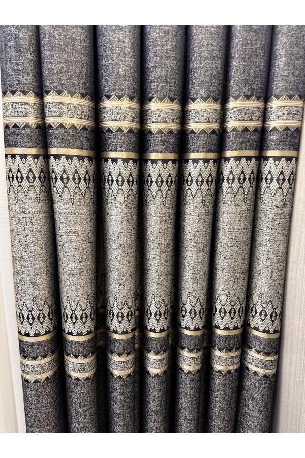 NİVEMESHOME DAMLA FT614337 V-502 LACİVERT 1/3 SIK PİLELİ FON PERDE APM