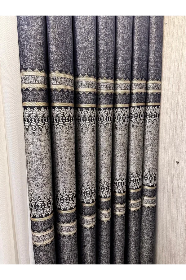 NİVEMESHOME DAMLA FT614337 V-502 LACİVERT 1/3 SIK PİLELİ FON PERDE APM