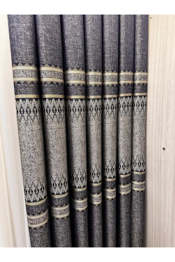 NİVEMESHOME DAMLA FT614337 V-502 LACİVERT 1/3 SIK PİLELİ FON PERDE APM