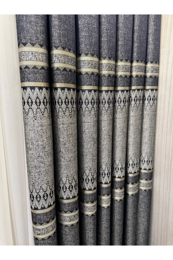 NİVEMESHOME DAMLA FT614337 V-502 LACİVERT 1/3 SIK PİLELİ FON PERDE APM