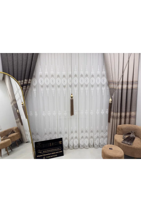 NİVEMESHOME DAMLA FT614337 V-5202 VİZON 1/3 SIK PİLELİ FON PERDE APM