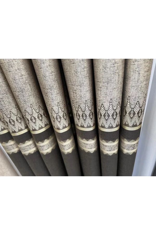 NİVEMESHOME DAMLA FT614337 V-5302 TOPRAK 1/3 SIK PİLELİ FON PERDE APM