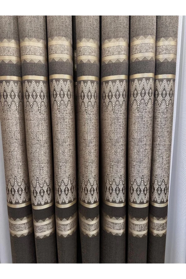 NİVEMESHOME DAMLA FT614337 V-5302 TOPRAK 1/3 SIK PİLELİ FON PERDE APM