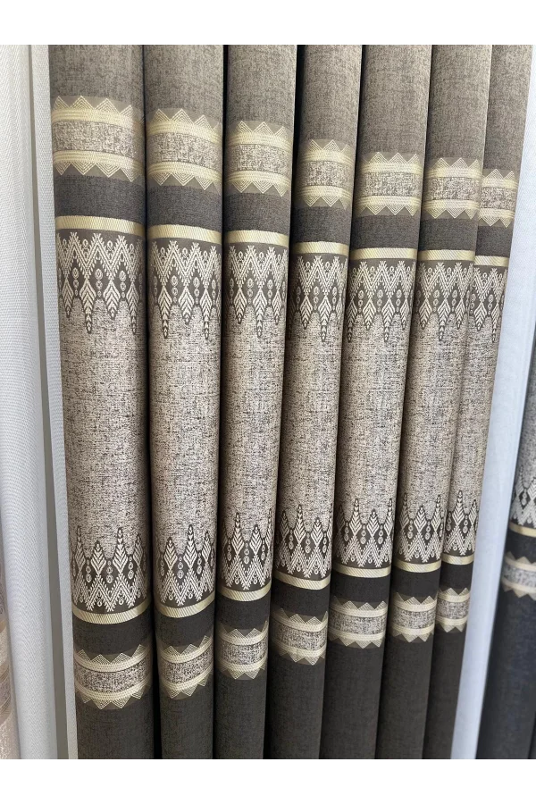 NİVEMESHOME DAMLA FT614337 V-5302 TOPRAK 1/3 SIK PİLELİ FON PERDE APM