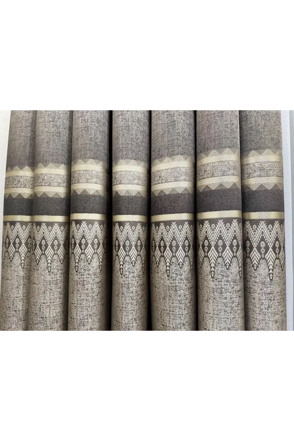 NİVEMESHOME DAMLA FT614337 V-5302 TOPRAK 1/3 SIK PİLELİ FON PERDE APM