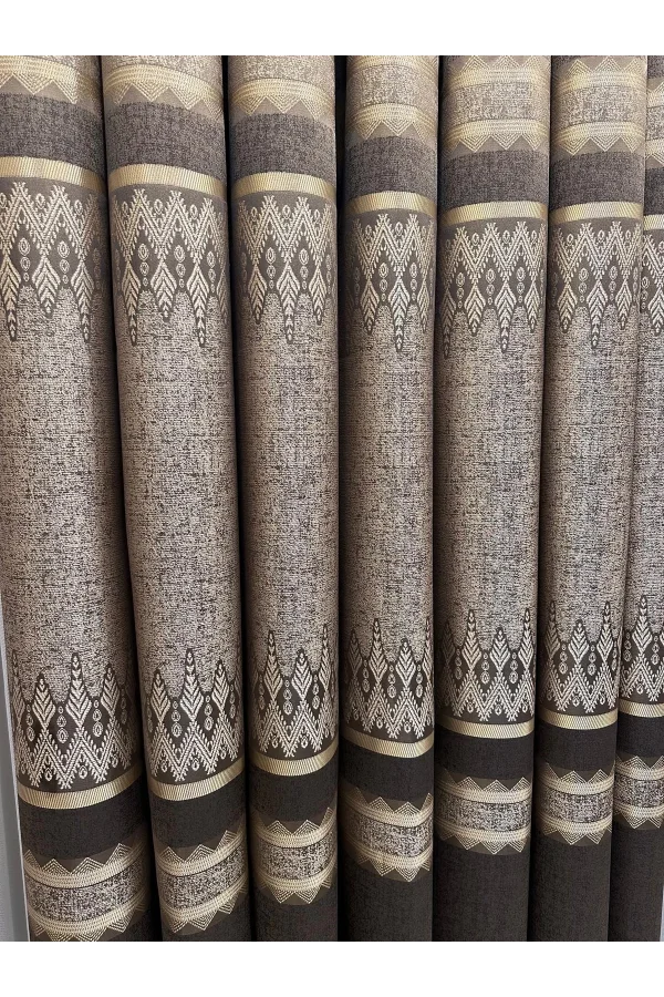 NİVEMESHOME DAMLA FT614337 V-5302 TOPRAK 1/3 SIK PİLELİ FON PERDE APM