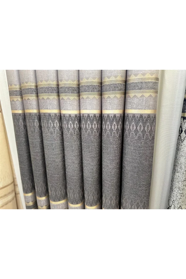 NİVEMESHOME DAMLA FT614337 V-5403 GRAU 1/3 DICHT GEFALTETES SCHNELLGARDINE APM