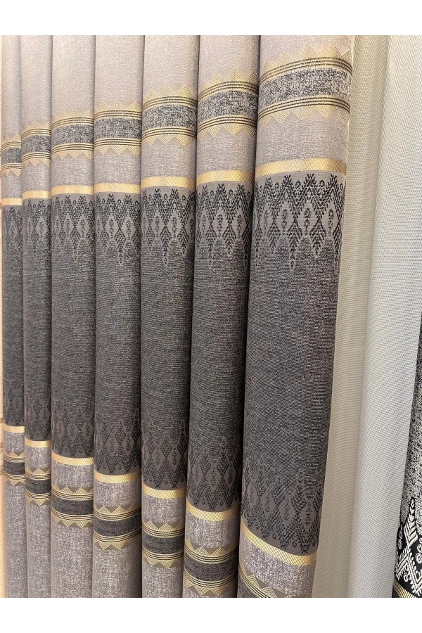 NİVEMESHOME DAMLA FT614337 V-5403 GRAU 1/3 DICHT GEFALTETES SCHNELLGARDINE APM