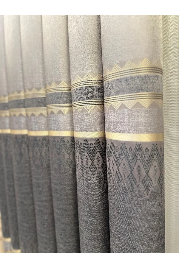 NİVEMESHOME DAMLA FT614337 V-5403 GRAU 1/3 DICHT GEFALTETES SCHNELLGARDINE APM