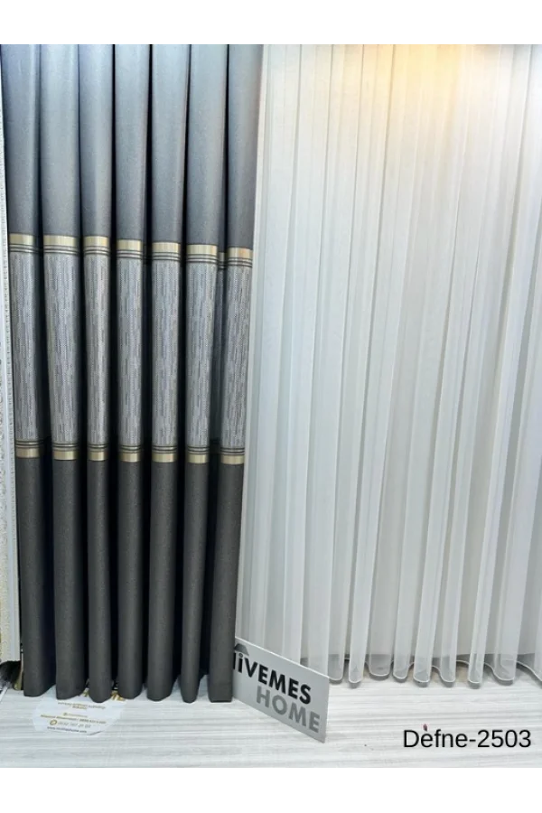 NİVEMESHOME DEFNE ANTRASİT FT614166 V-2503 1/3 SIK PİLELİ FON PERDE APM