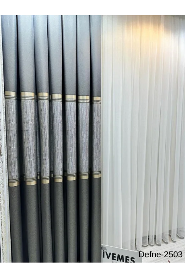 NİVEMESHOME DEFNE ANTRASİT FT614166 V-2503 1/3 SIK PİLELİ FON PERDE APM
