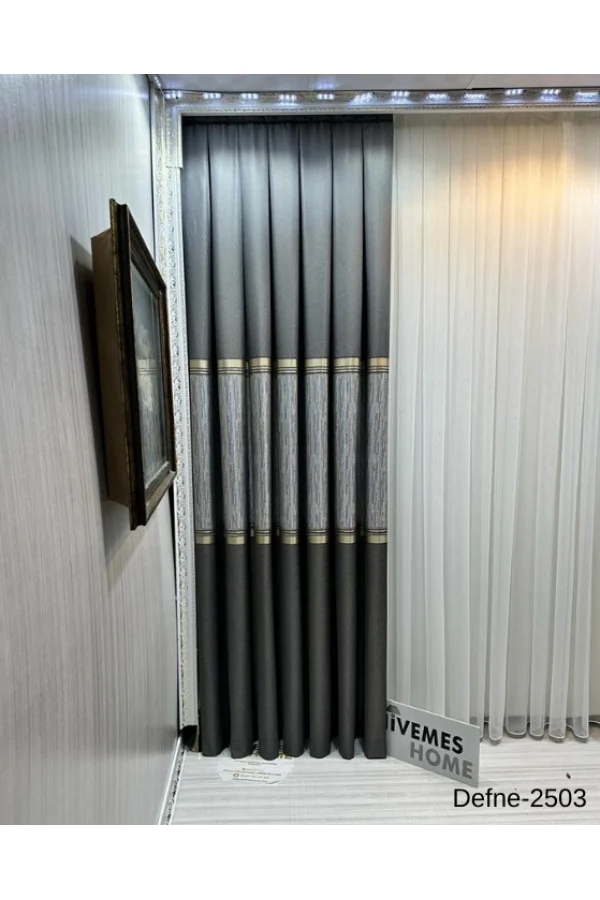 NİVEMESHOME DEFNE ANTRASİT FT614166 V-2503 1/3 SIK PİLELİ FON PERDE APM