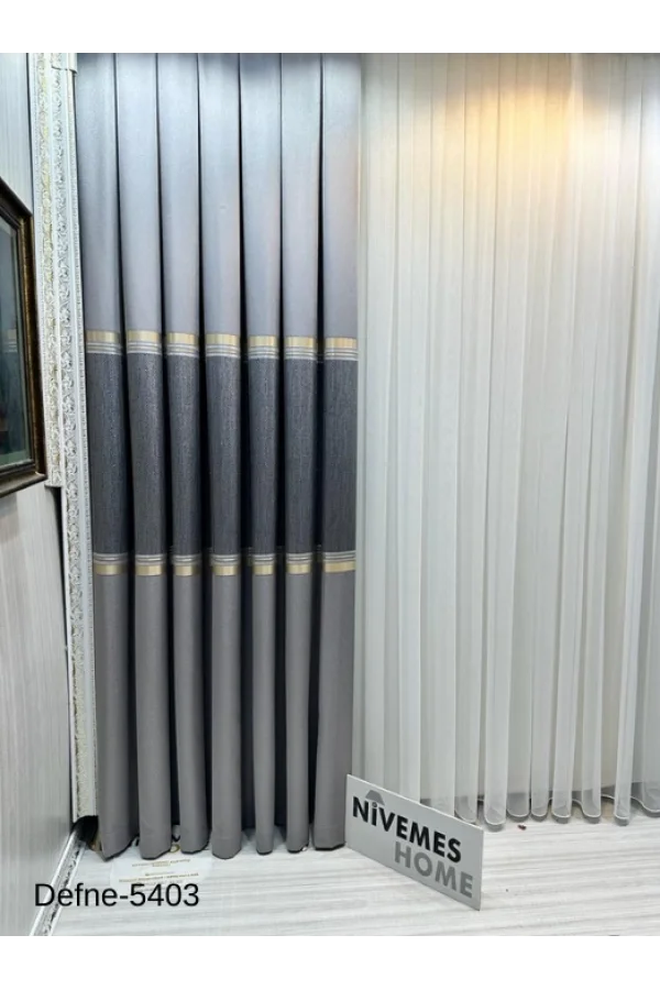 NİVEMESHOME DEFNE GRAY FT614166 V-5403 1/3 DENSED CURTAIN APM