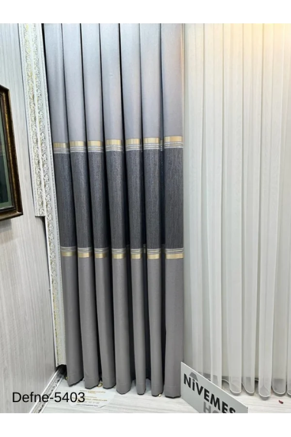 NİVEMESHOME DEFNE GRAY FT614166 V-5403 1/3 DENSED CURTAIN APM