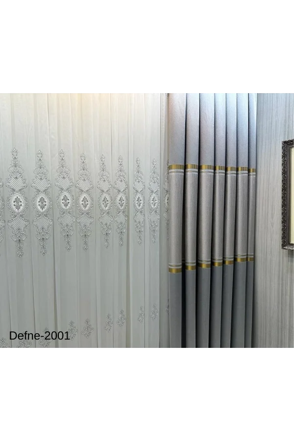NİVEMESHOME DEFNE GÜMÜŞ FT614166 V-2001 1/3 ЩЕЛЬ плотный штора APM