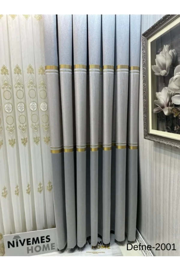NİVEMESHOME DEFNE GÜMÜŞ FT614166 V-2001 1/3 ЩЕЛЬ плотный штора APM