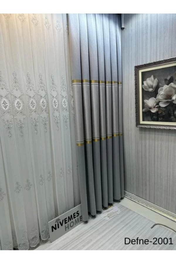 NİVEMESHOME DEFNE GÜMÜŞ FT614166 V-2001 1/3 ЩЕЛЬ плотный штора APM