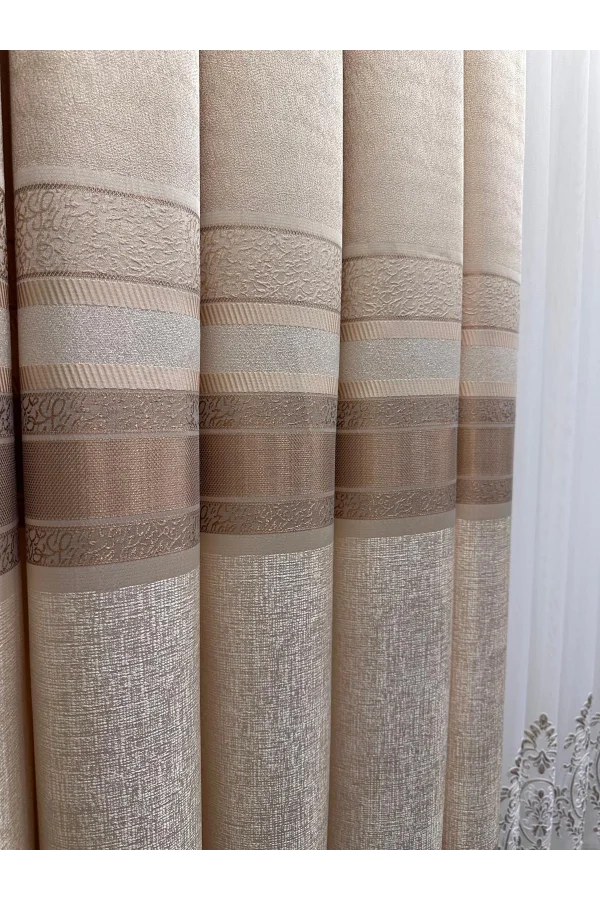 NİVEMESHOME DEFNE CREAM FT614339 V-101 1/3 THICK-PILE BACKGROUND CURTAIN APM
