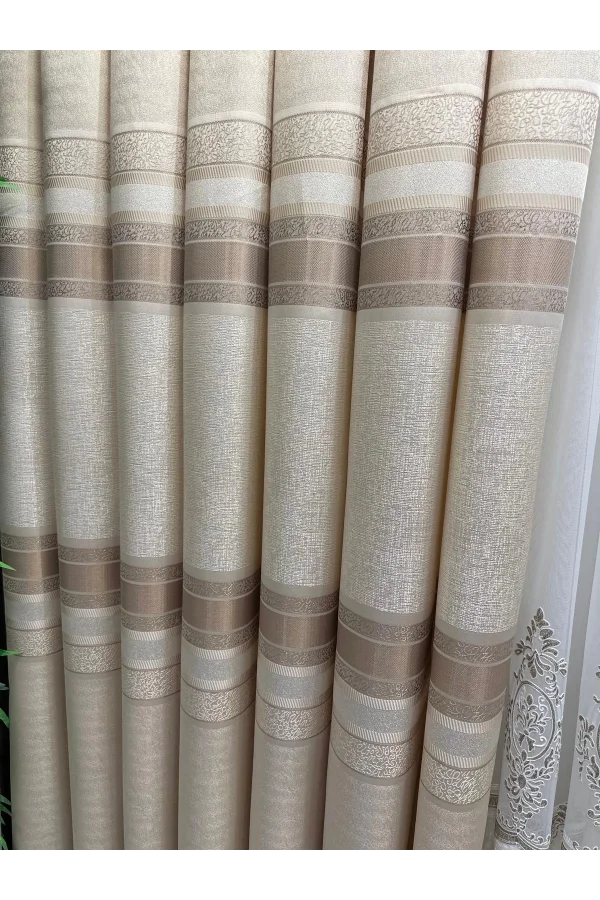 NİVEMESHOME DEFNE CREAM FT614339 V-101 1/3 THICK-PILE BACKGROUND CURTAIN APM
