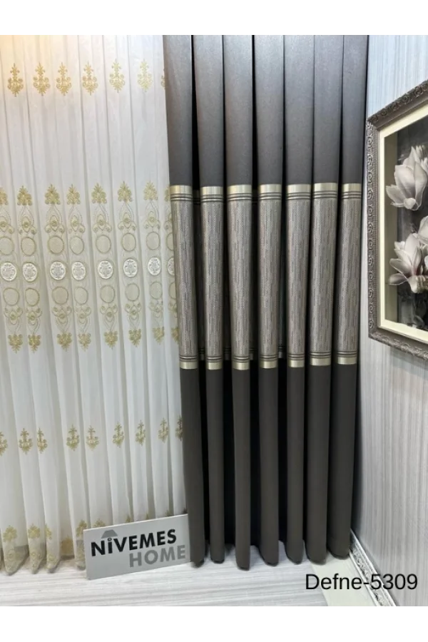 NİVEMESHOME DEFNE TOPRAK FT614166 5309 1/3 SIK PİLELİ FON PERDE APM