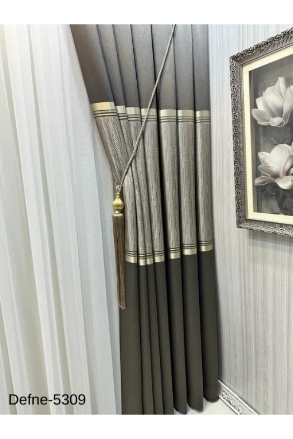 NİVEMESHOME DEFNE TOPRAK FT614166 5309 1/3 SIK PİLELİ FON PERDE APM