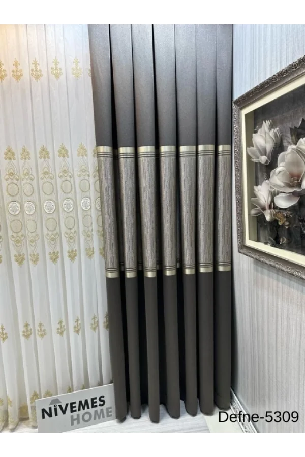 NİVEMESHOME DEFNE TOPRAK FT614166 5309 1/3 SIK PİLELİ FON PERDE APM