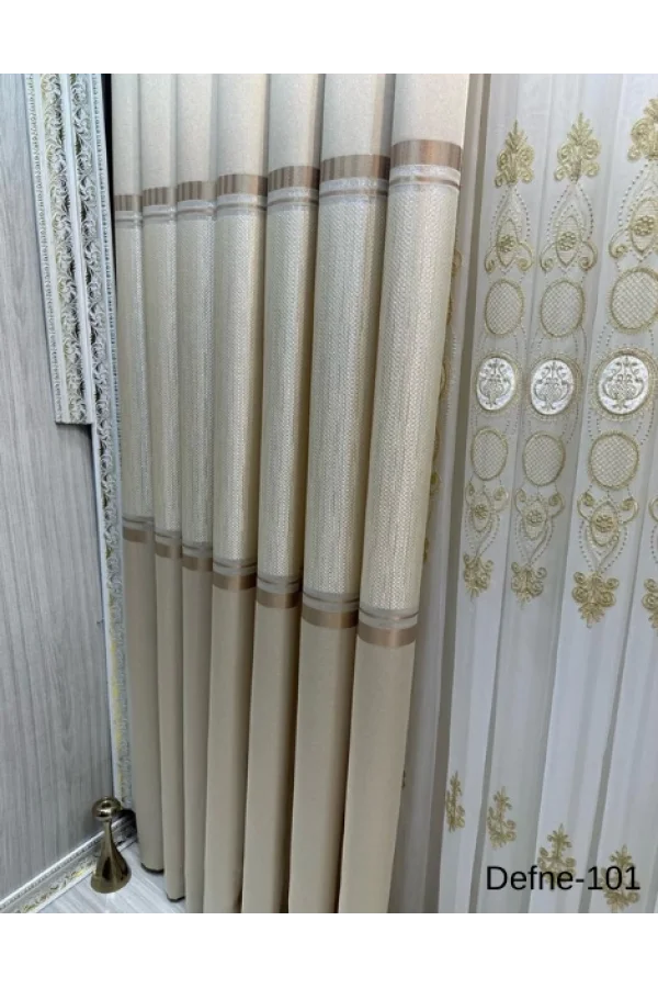 NİVEMESHOME DEFNE VİZON FT614166 V-101 1/3 SIK PİLELİ FON PERDE APM