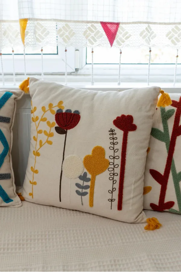 NİVEMESHOME FUNDAS DE COJÍN DECORATIVA BORDADA CON FLORES 45X45