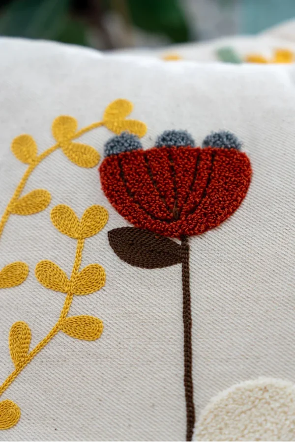 NİVEMESHOME FUNDAS DE COJÍN DECORATIVA BORDADA CON FLORES 45X45