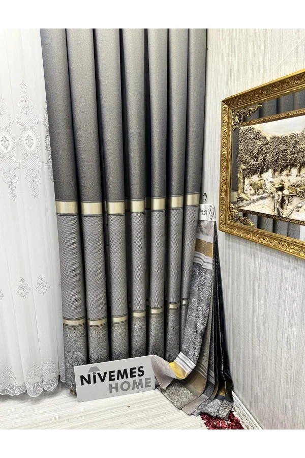 NİVEMESHOME DENİZ FT614177 V-2503 TAŞ 1/3 SIK PİLELİ FON PERDE APM