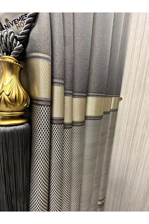 NİVEMESHOME DENİZ FT614177 V-2503 TAŞ 1/3 SIK PİLELİ FON PERDE APM