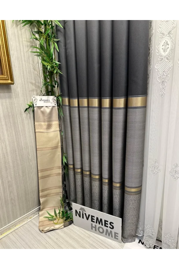 NİVEMESHOME DENİZ FT614177 V-2504 ANTRASIT 1/3 SERRATO TENDA RICAMATA APM