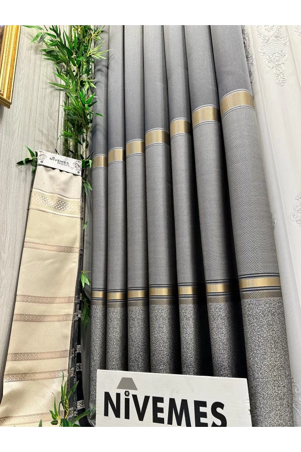 NİVEMESHOME DENİZ FT614177 V-2504 ANTRASIT 1/3 SERRATO TENDA RICAMATA APM