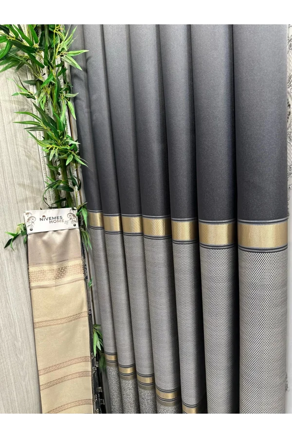 NİVEMESHOME DENİZ FT614177 V-2504 ANTRASIT 1/3 SERRATO TENDA RICAMATA APM