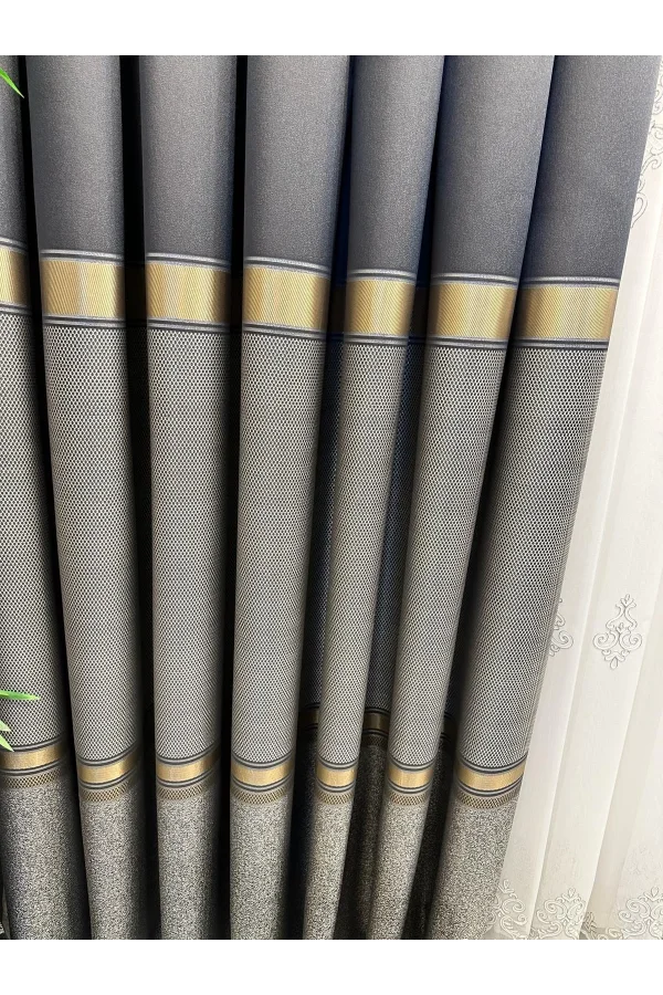 NİVEMESHOME DENİZ FT614177 V-2504 ANTRASIT 1/3 SERRATO TENDA RICAMATA APM