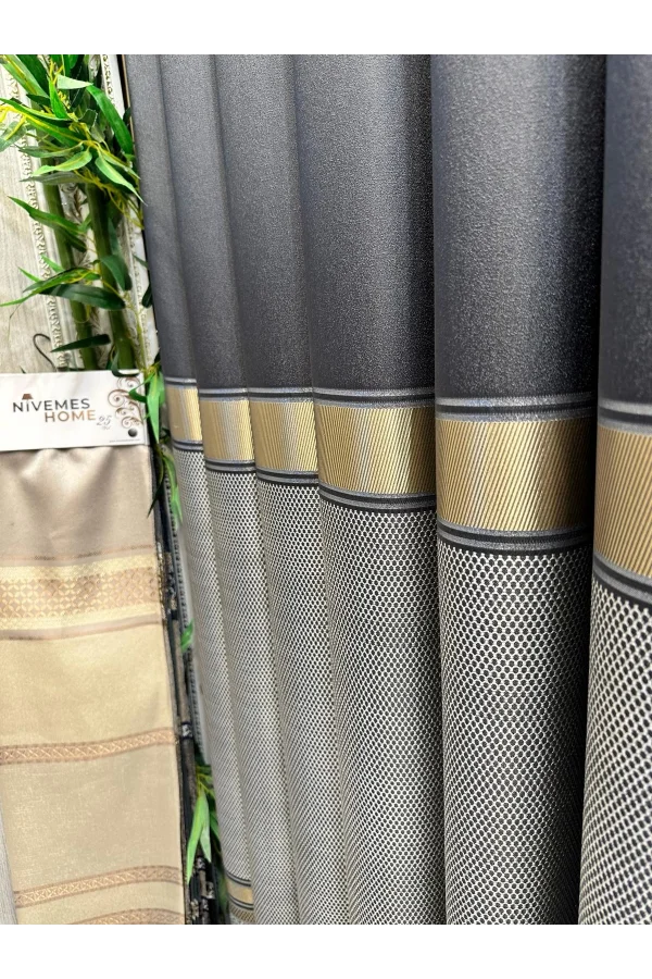 NİVEMESHOME DENİZ FT614177 V-2504 ANTRASIT 1/3 SERRATO TENDA RICAMATA APM
