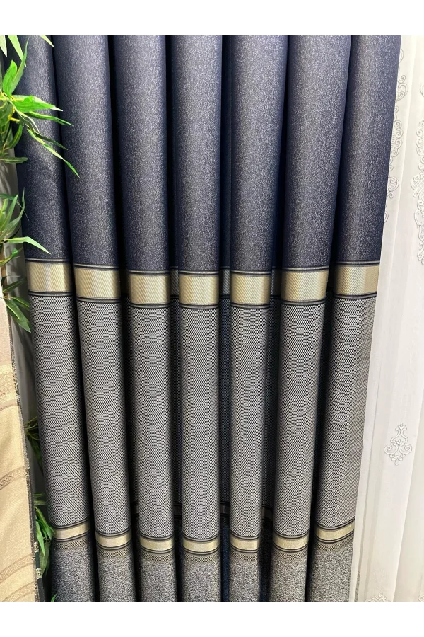 NİVEMESHOME DENİZ FT614177 V-502 LACİVERT 1/3 SIK PİLELİ ستارة رفيعة المظهر