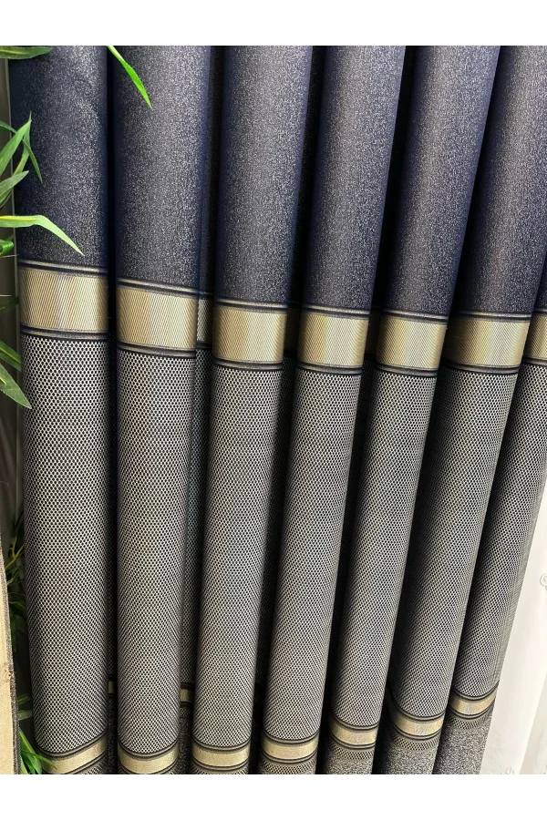 NİVEMESHOME DENİZ FT614177 V-502 LACİVERT 1/3 SIK PİLELİ ستارة رفيعة المظهر