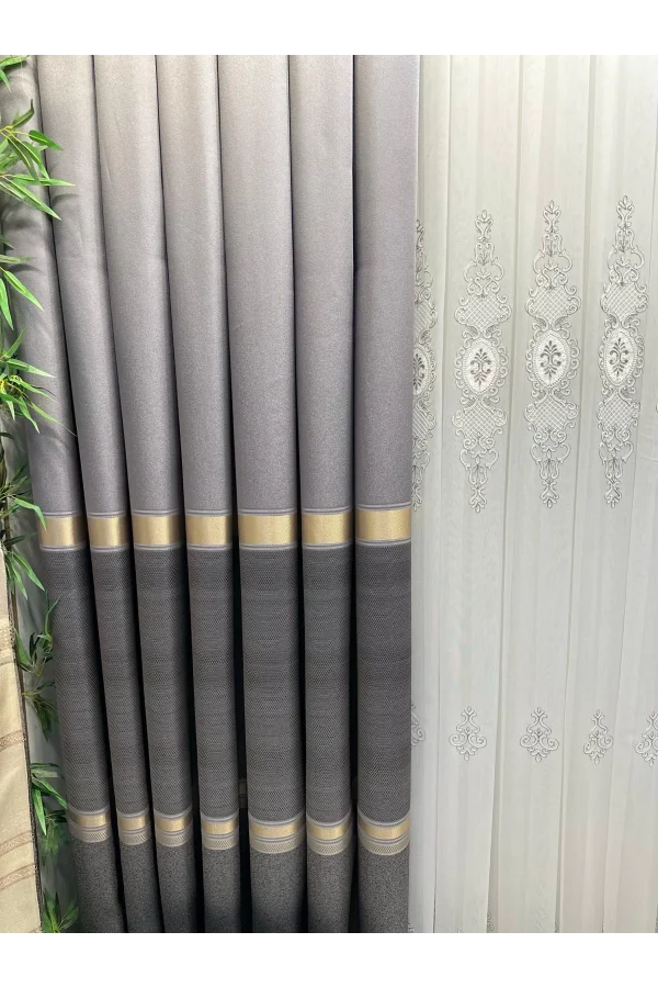 NİVEMESHOME SEA FT614177 V-5403 SILVER 1/3 TIGHT PLEATED CURTAIN APM