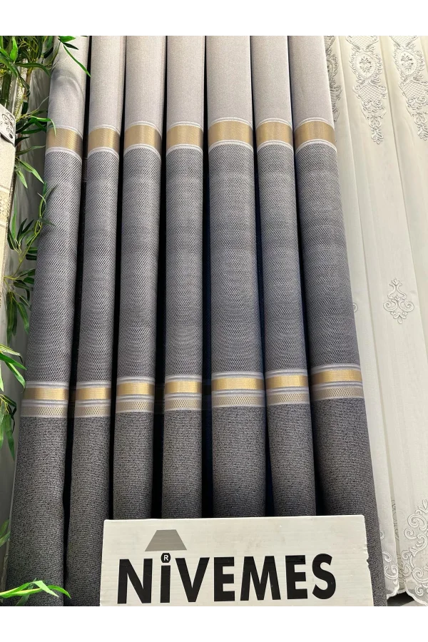 NİVEMESHOME SEA FT614177 V-5403 SILVER 1/3 TIGHT PLEATED CURTAIN APM